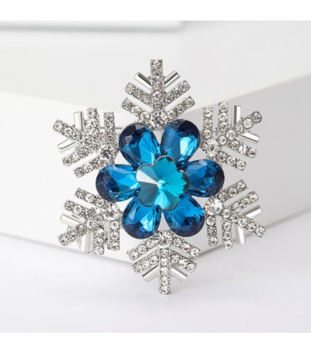 XSB190 - Blue Gemstone Snowflake Brooch